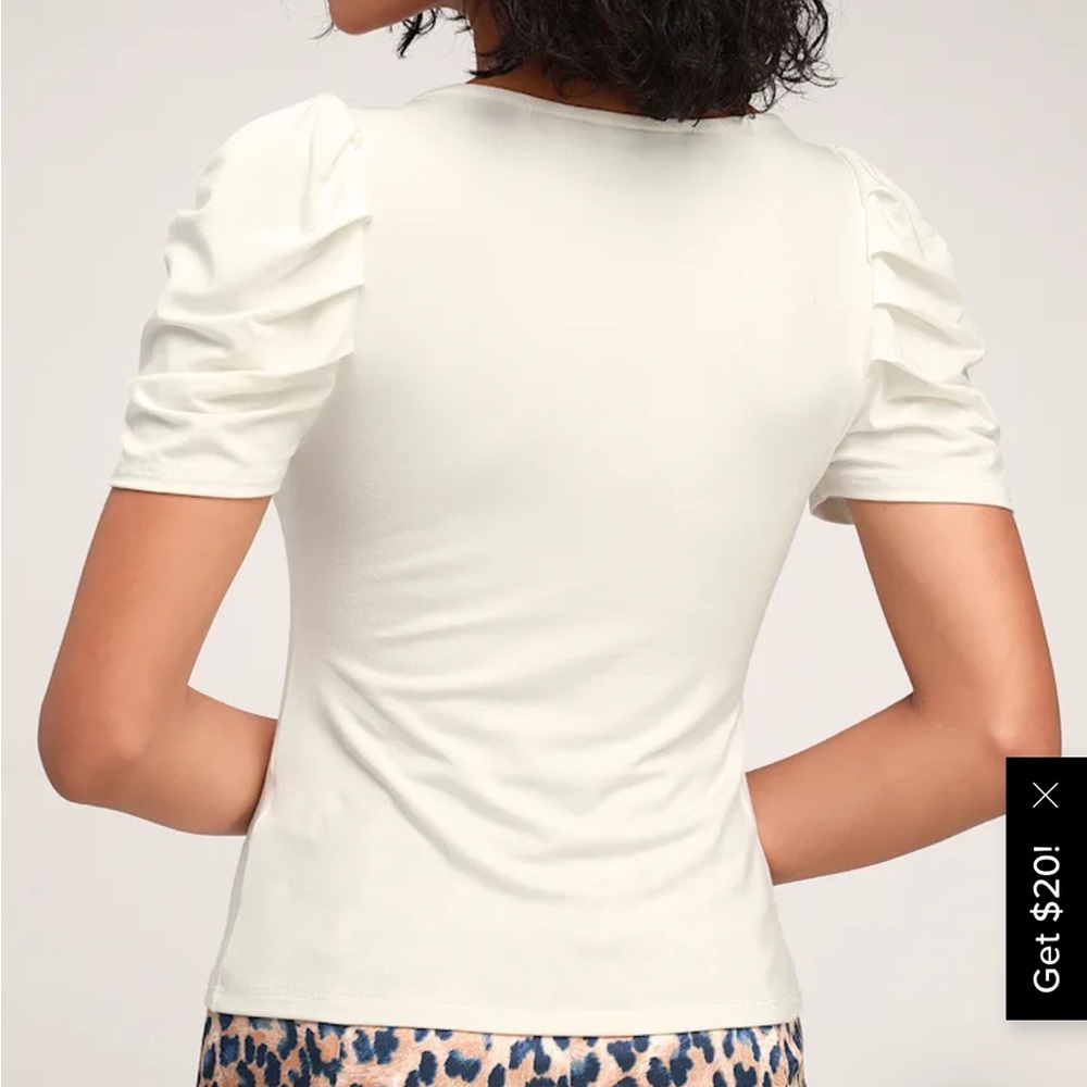 TWO Lulus Esme White Puff Sleeve Tops - Picture 4 of 7